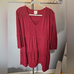 Burgundy Long Sleeve Dress